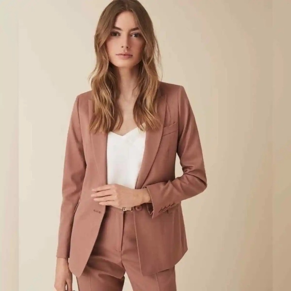 Reiss Harper Women's Blazer Jacket Dusky Rose Pink Size 10 (Preloved)